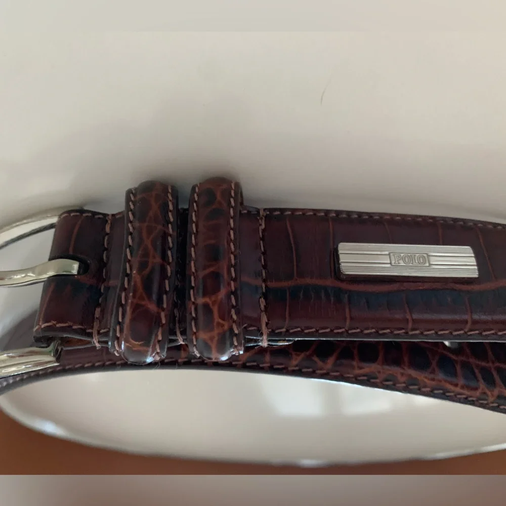 Polo Brown Leather Belt with Buckle size 34